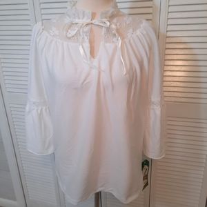 RARE vtg white lace blouse USA sz 13/14 new fashion creation NWT *J
